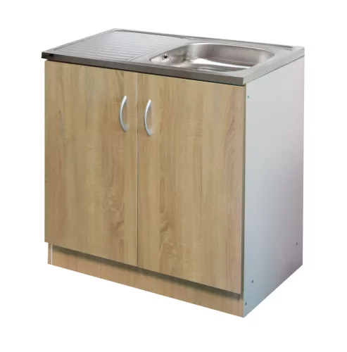 Komplett mosogató szekrény 80x50, nyílóajtós, 1med.tál, sonoma front