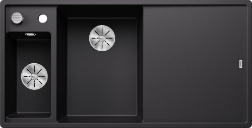 BLANCO AXIA III 6 S ľavý čierna sklenený so sifonom