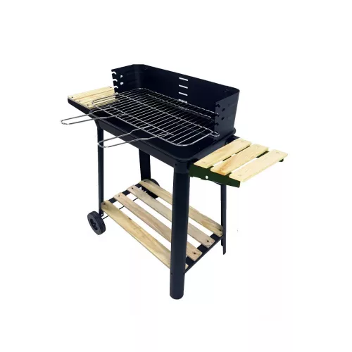 Téglalap alakú görgős faszenes grill