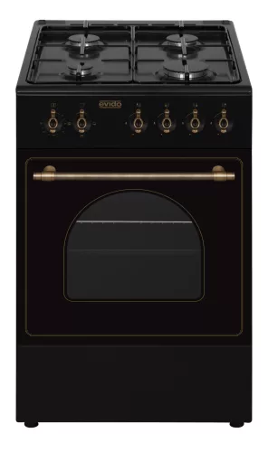 EVIDO FREE GE55A gáztűzhely, rusztikus design, 50x55 cm, elektromos sütő, 48 l, antracit/bronz