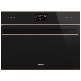   SMEG KOMPAKT KOMBINÁLT MIKROHULLÁMÚ SÜTŐ, Dolce Stil Novo design, Galileo, 45 cm, ES LCD, fekete üveg, réz dísz