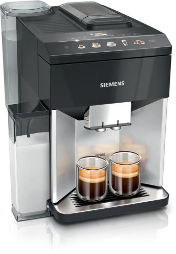SIEMENS TQ513R01 Teljesen automata kávéfőző | EQ500 | Inox/Fekete | Kivehető víztartály | 15 bar